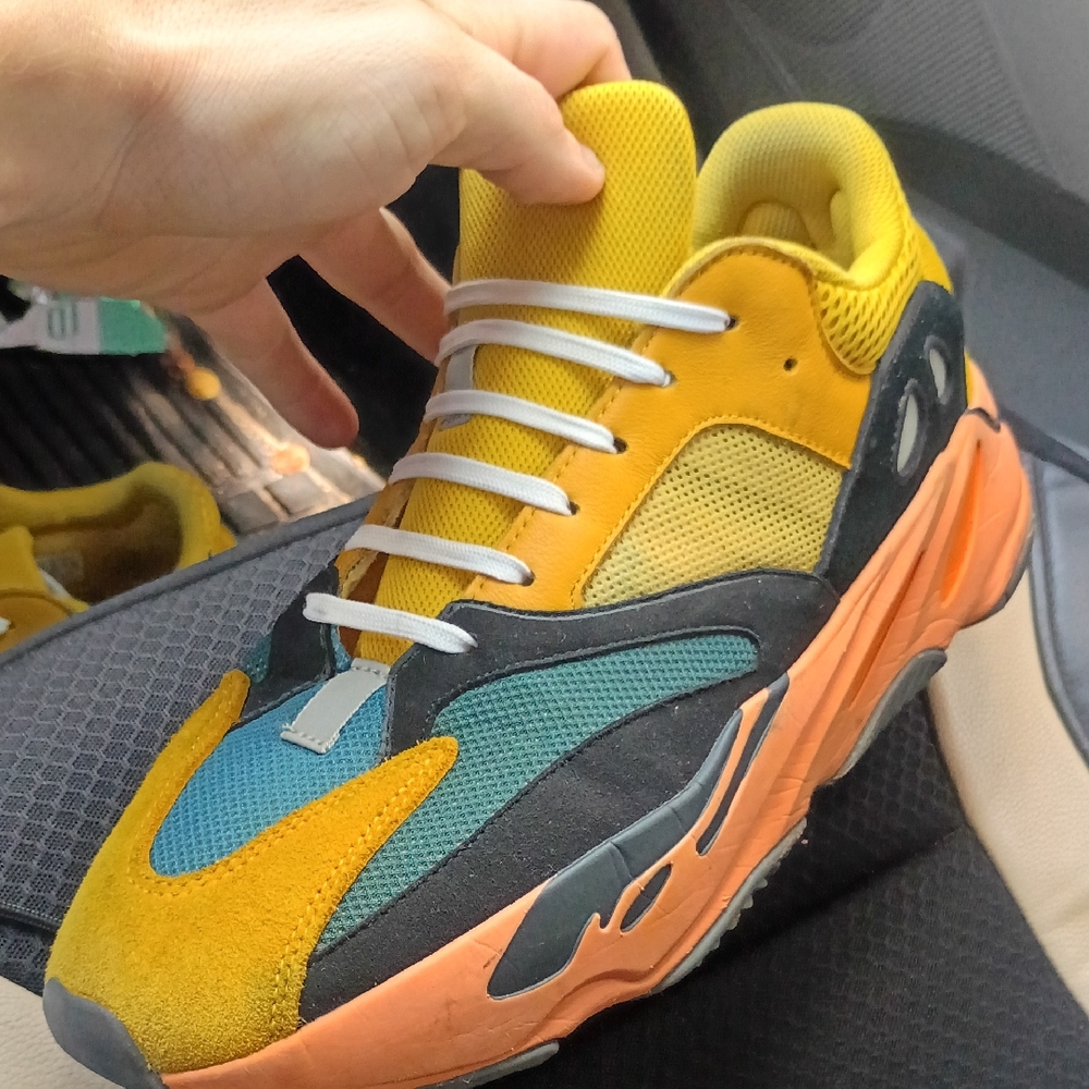 Yeezy Yellow and Teal Sneakers